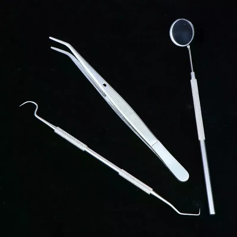 /ACR/Dental Tools Dental Pick Oral Care Kit Stainless Steel Dental Hygiene Set Tooth Scraper Tartar Tweezers Mouth Mirror 3pcs