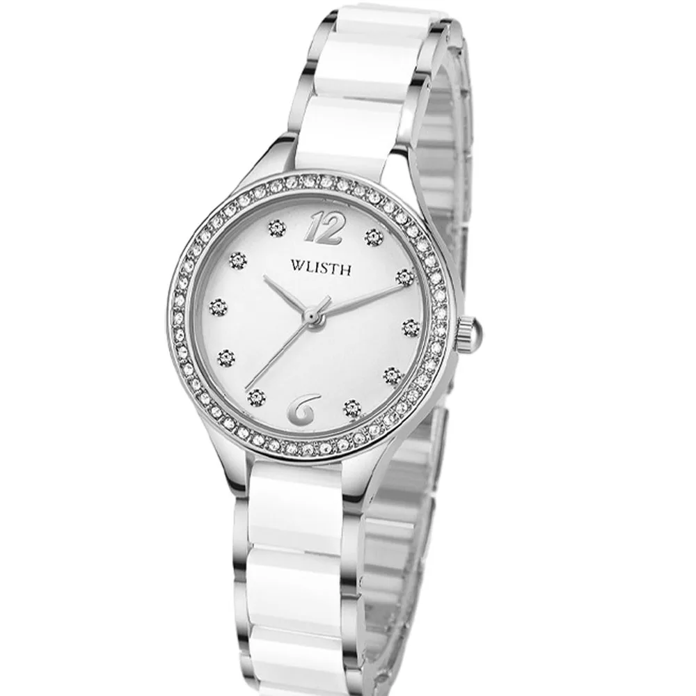 Fashion Wlisth Top Brand Diamond Watches Woman Famous White Ceramic Women\'s Wristwatch Exquisite Rhinestone Wrist Watches