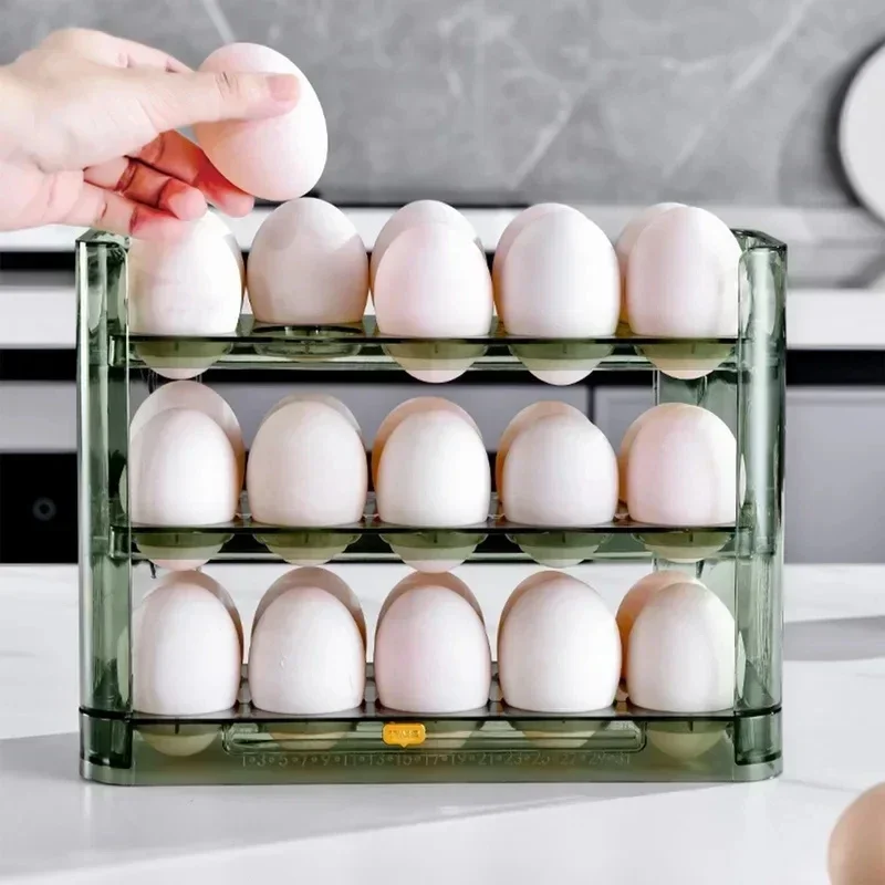 Egg Rack Holder Storage Box Eggs Basket Container Organizer Refrigerator Dispenser for Kitchen Organization Food Containers