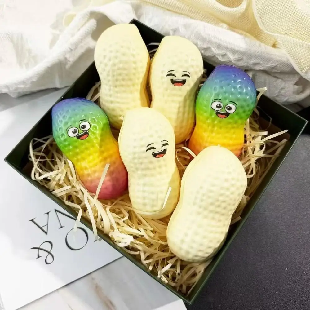 Mud Texture Peanut PU Squishy Finger-Sticking Slow Rising Good Luck Peanut Toy Pinch Hand Relax Sensory Toy Office Workers
