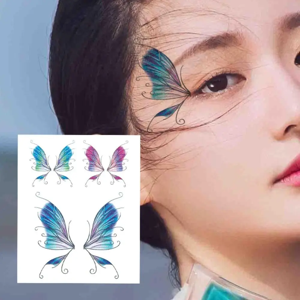 Temporário Glitter Butterfly Tattoo Stickers, Inofensivo para as Pessoas, Artístico Impermeável, Adesivo De Transferência De Água, Adultos