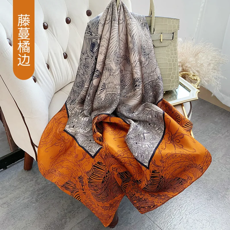 Birdtree 100%Real Silk Printed Scarf Women 2024 Spring Autumn Versatile Fashion Soft Luxury Scarf Mom's Gift Versatile A41153QC