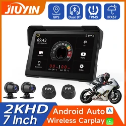 Lecteur de limitation de moto, navigation GPS, CarPlay sans fil, Android Auto, écran étanche IPX8, Bluetooth, enregistreur 2K HD, 7 