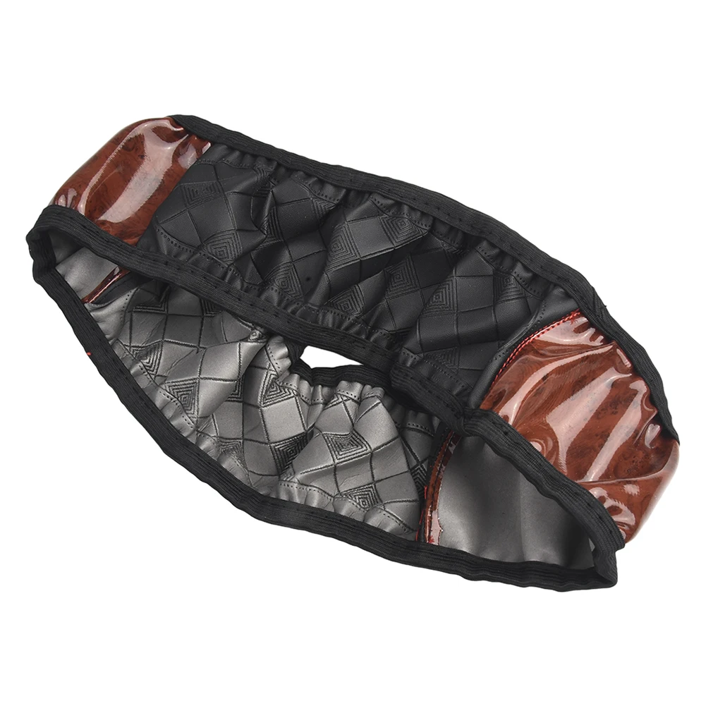 تنقش تصميم الخشب الحبوب فو الجلود غطاء عجلة القيادة سيارة زيادة الاحتكاك للقيادة الآمنة 14 5 15 5 بوصة القطر