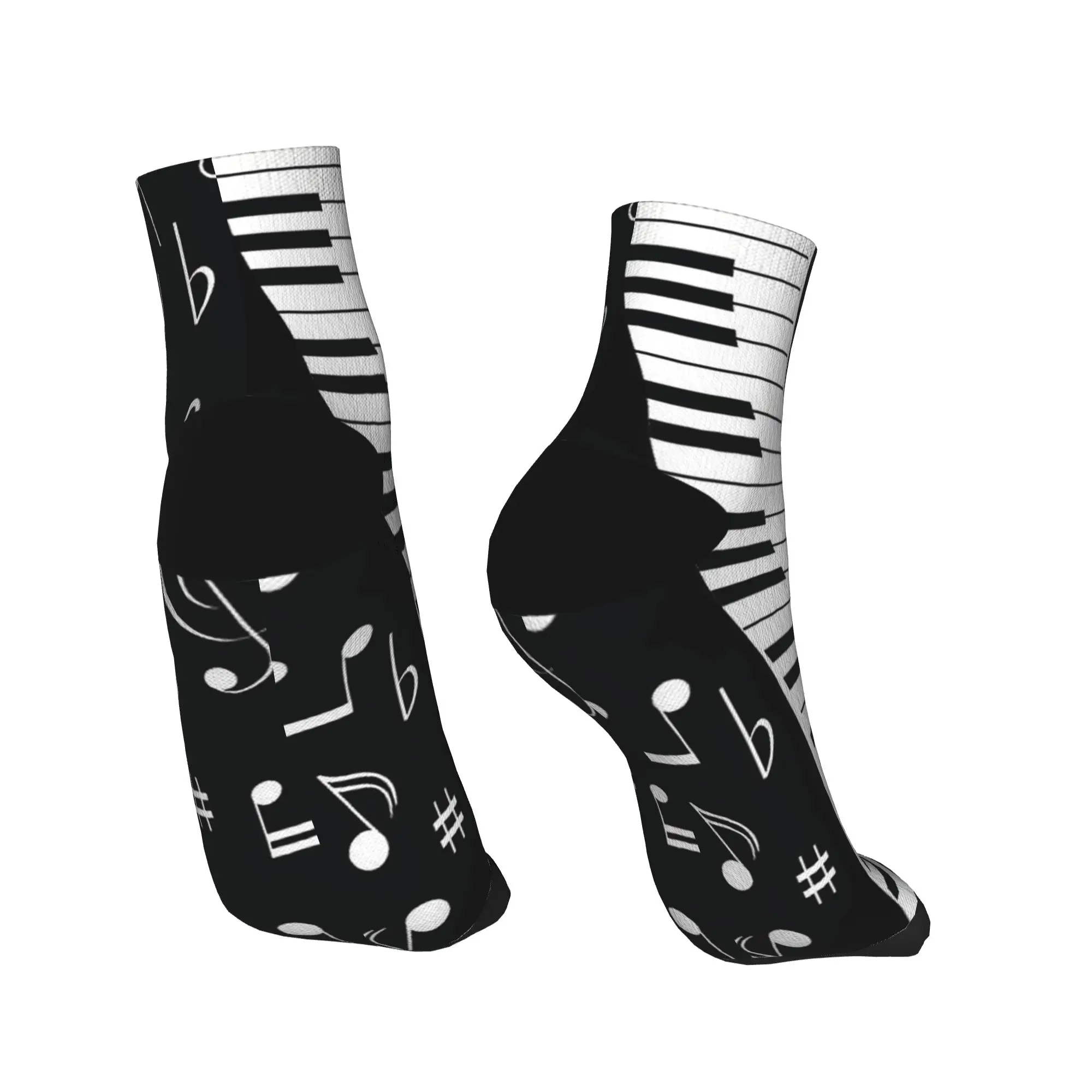 أبيض وأسود الموسيقى ملاحظات الكاحل الجوارب مخصص الترفيه الجوارب غير رسمية الخريف عدم الانزلاق تشغيل الراحة لينة جورب للزوجين
