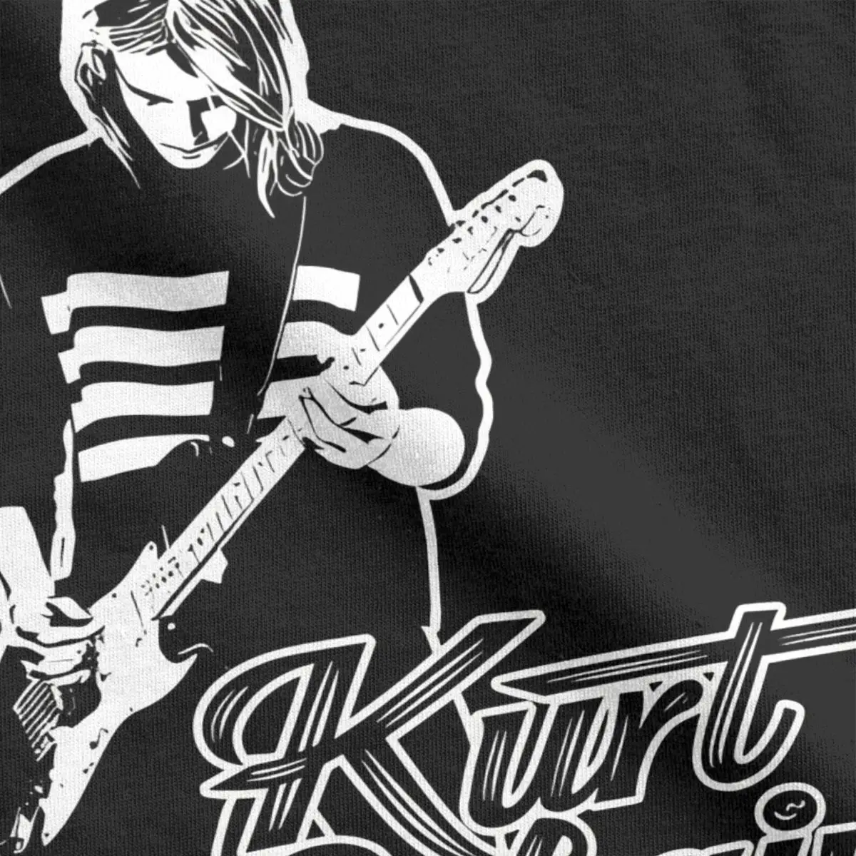 Kurt Cobain Guitar T-Shirt Men Rock-Nirvana Vintage Pure Cotton Tee Shirt Crewneck Short Sleeve T Shirt Gift Idea Tops