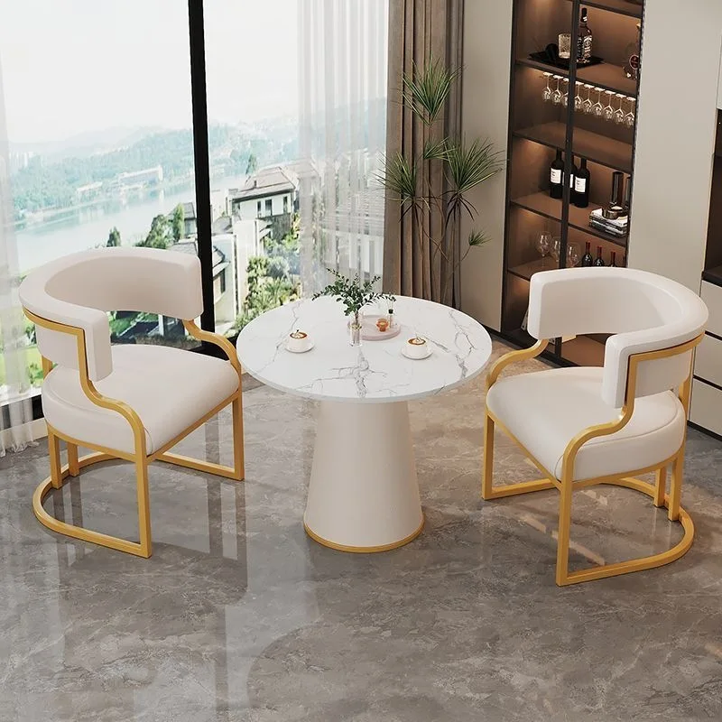 HYS Negotiate Table and Chair Combination Light Luxury Sales Office Lobby Reception Table and Chair Milk Tea Shop Table