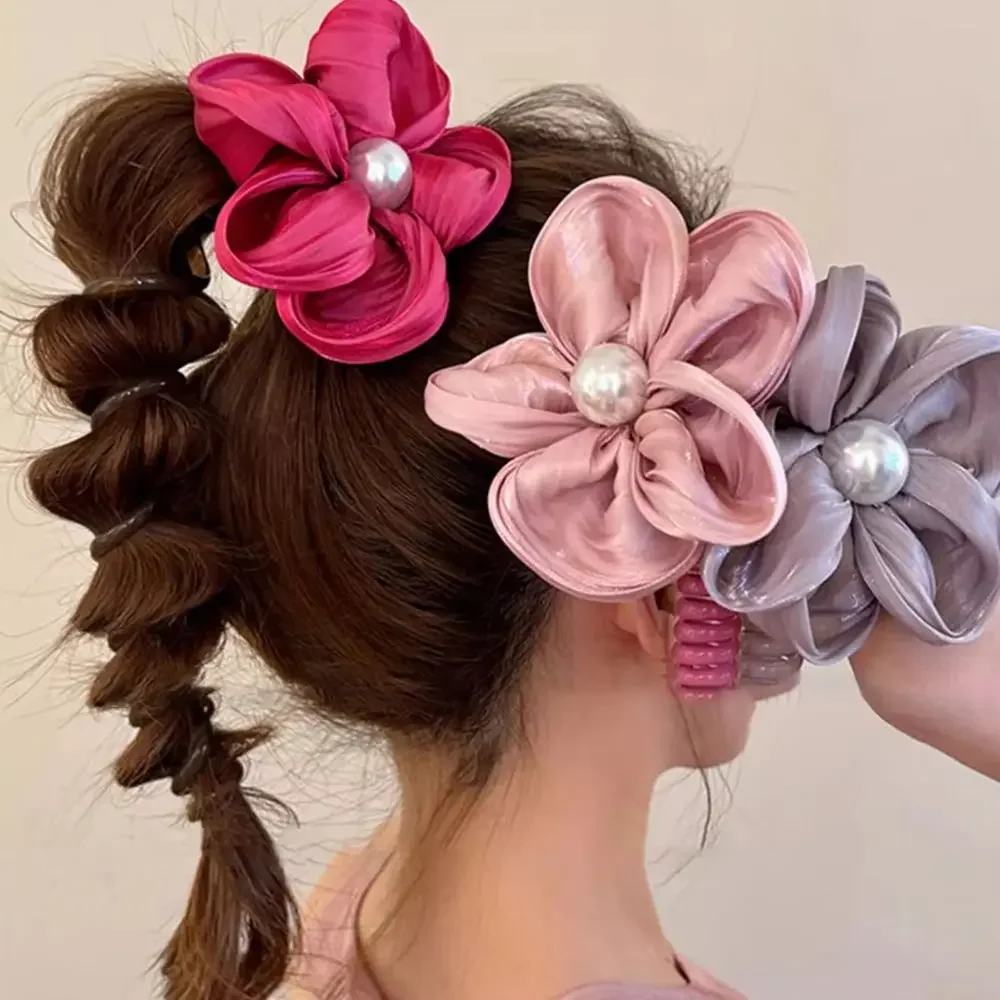 1PC Flower Ponytail Head Rope 10CM Telephone Line Hair Loop Elastic Hair Bands Spiral Coil Woman Girls Hair Accessories