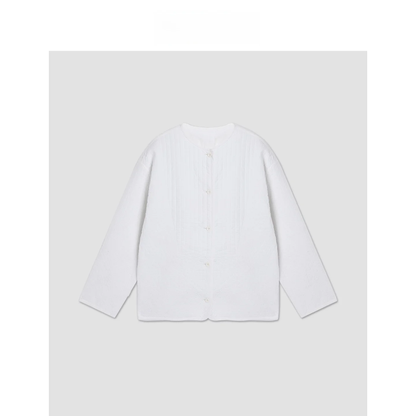 

Mincollection White Embroidered Casual round Ne Single Button Cotton Jaet Women's Straight Tube ort Outerwear