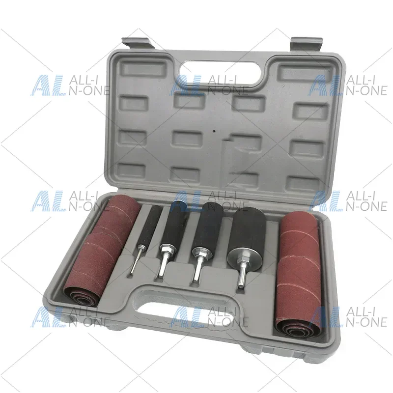 Spindle Sander Drum Kit Sanding Belt Rubber Mandrels Spindle +Sanding Sleeves with Case, for Woodworking Drill Rotary Tool