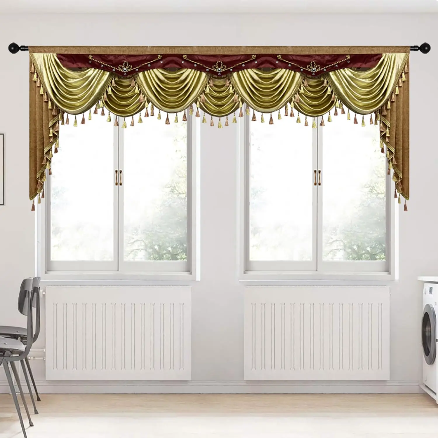 1pc W118 Inch European Waterfall Curtain Valance for Living Room