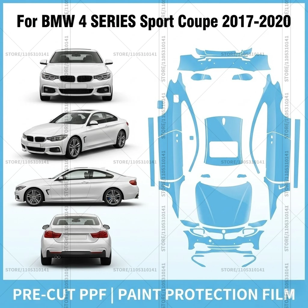 

Предварительно нарезанная защитная пленка PPF, прозрачная автомобильная пленка для полной защиты кузова, PPF для BMW 4 SERIES Sport Coupe 2017-2020