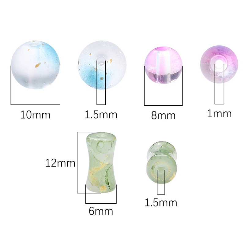 

50/100pcs Double Color Jelly Result Round Glass Beads Loose Spacer Beads Pattern for Jewelry Making DIY Bracelet Necklace