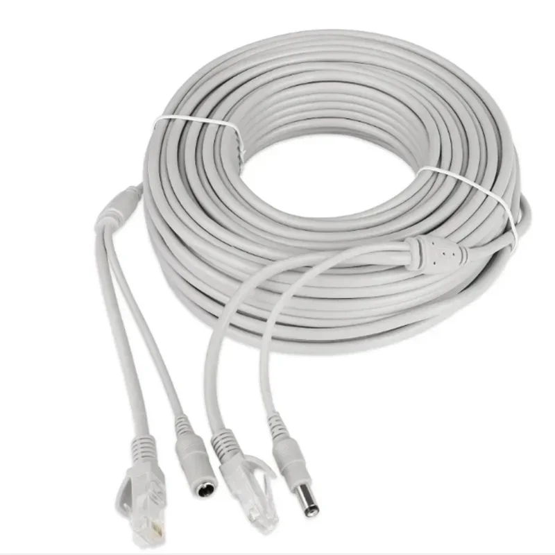 30m CCTV Cable RJ45 + DC 12V Power Lan Cable Cord Network Cables for video surveillance  2 in 1 Network  Extension Lan IP Camera