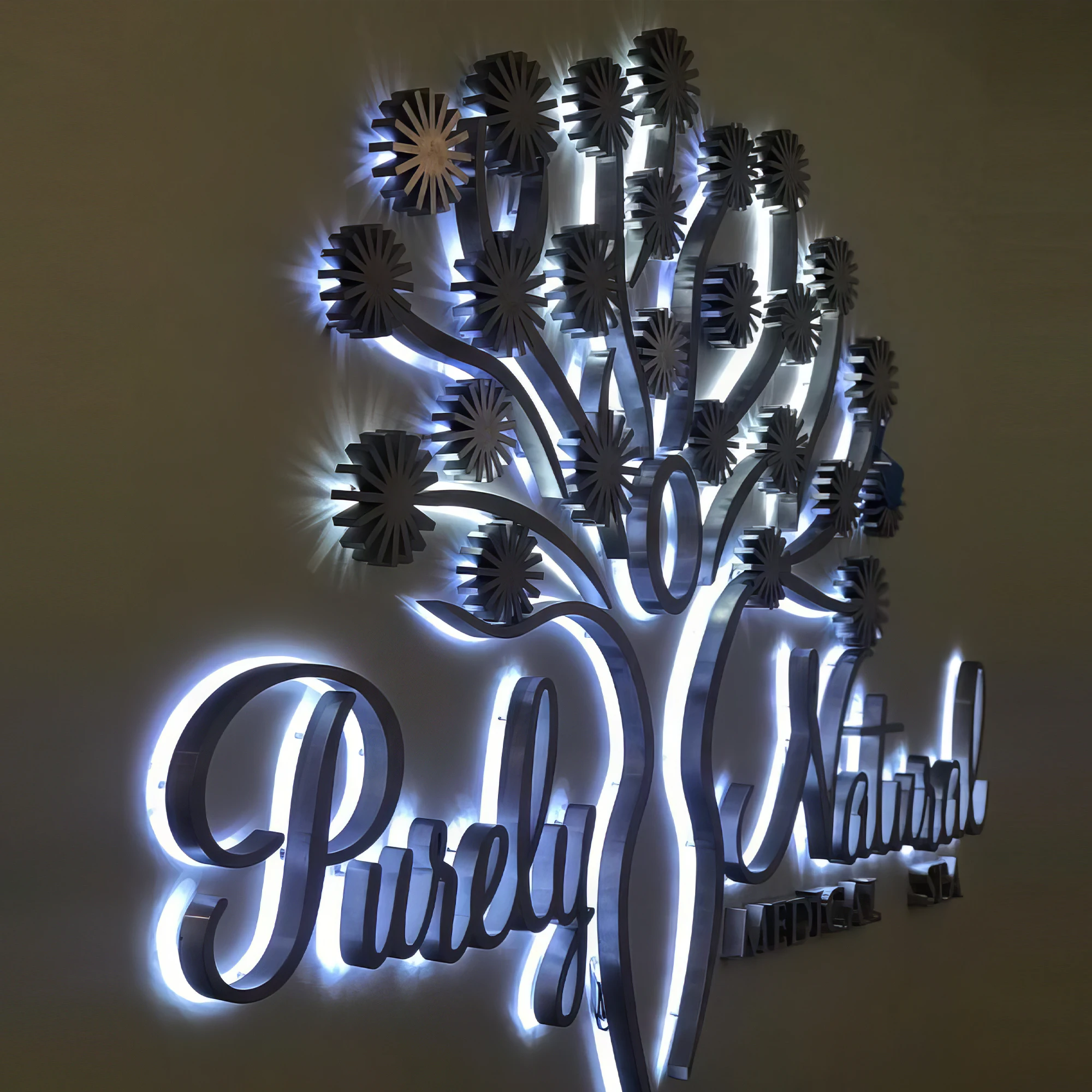 

Custom Metal Business Sign Outdoor Store Front Salon Sign Backlit Outdoor Logo Sign