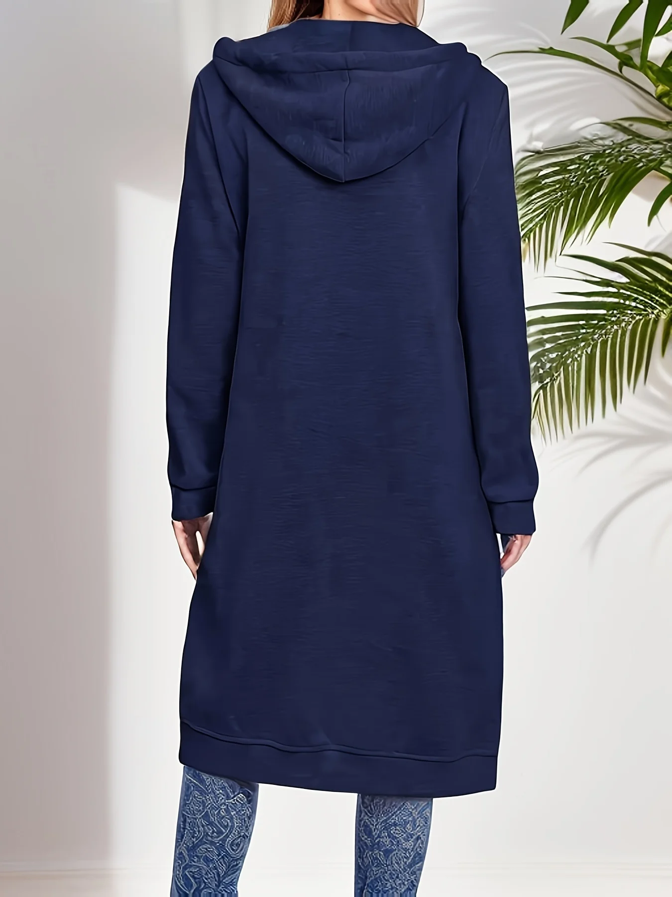 Casaco feminino plus size primavera e outono de comprimento médio com capuz outono e inverno