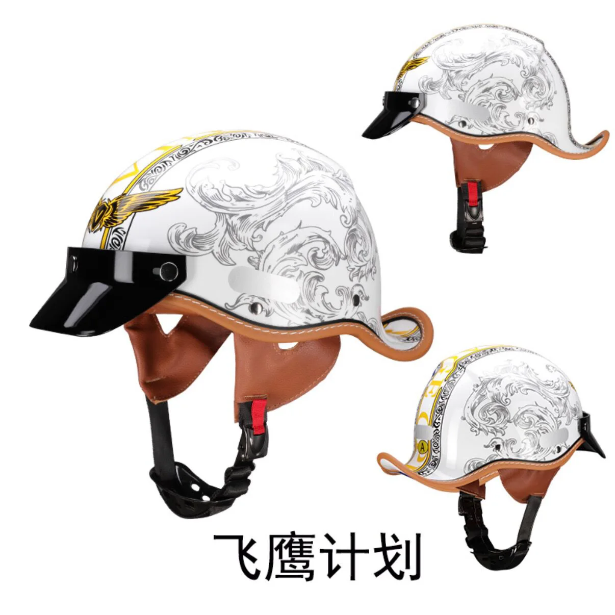 

Retro Open Face Half Helmet Curved Tail Design 3C Certified Breathable Sunproof Helmet for Cruiser Bike Men Women Summer Use