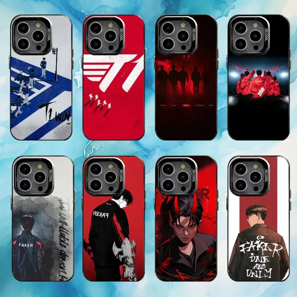 SKT T1 Faker L-LOL funda de teléfono para iPhone17,16,15,14,13,12,11 Plus,Pro Max negro caramelo mate cubierta a prueba de golpes