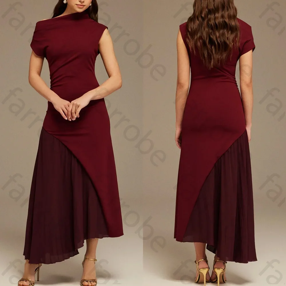 

Customized Asymmetric Neckline Midi Dress A-Line Evening Dresses Formal Modern Exquisite High Quality Prom Party Gowns for Women