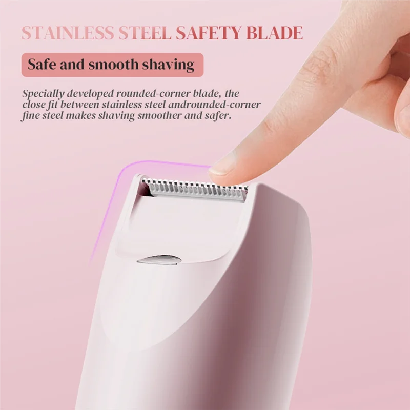 ABUU-Painless, wasserdichter elektrischer Bikini-Rasierer für Damen, doppelköpfiger Ganzkörper-Genitalrasierer, elektrischer Trimmer