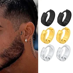 Vnox-pendientes de aro geométricos para hombre y mujer, aretes Huggie simples de acero inoxidable impermeables, opciones de Color negro, plateado y dorado