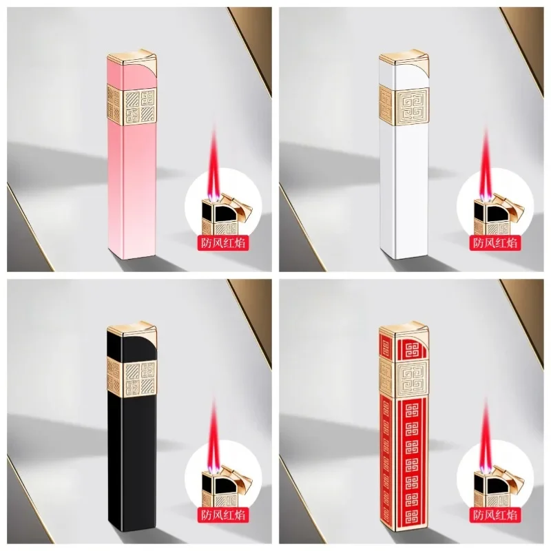 

Metal Long Strip Metal Windproof Inflatable Gas Lighter with Red Flame Ignition Smoking Accessories Gadgets for Men（No Gas）