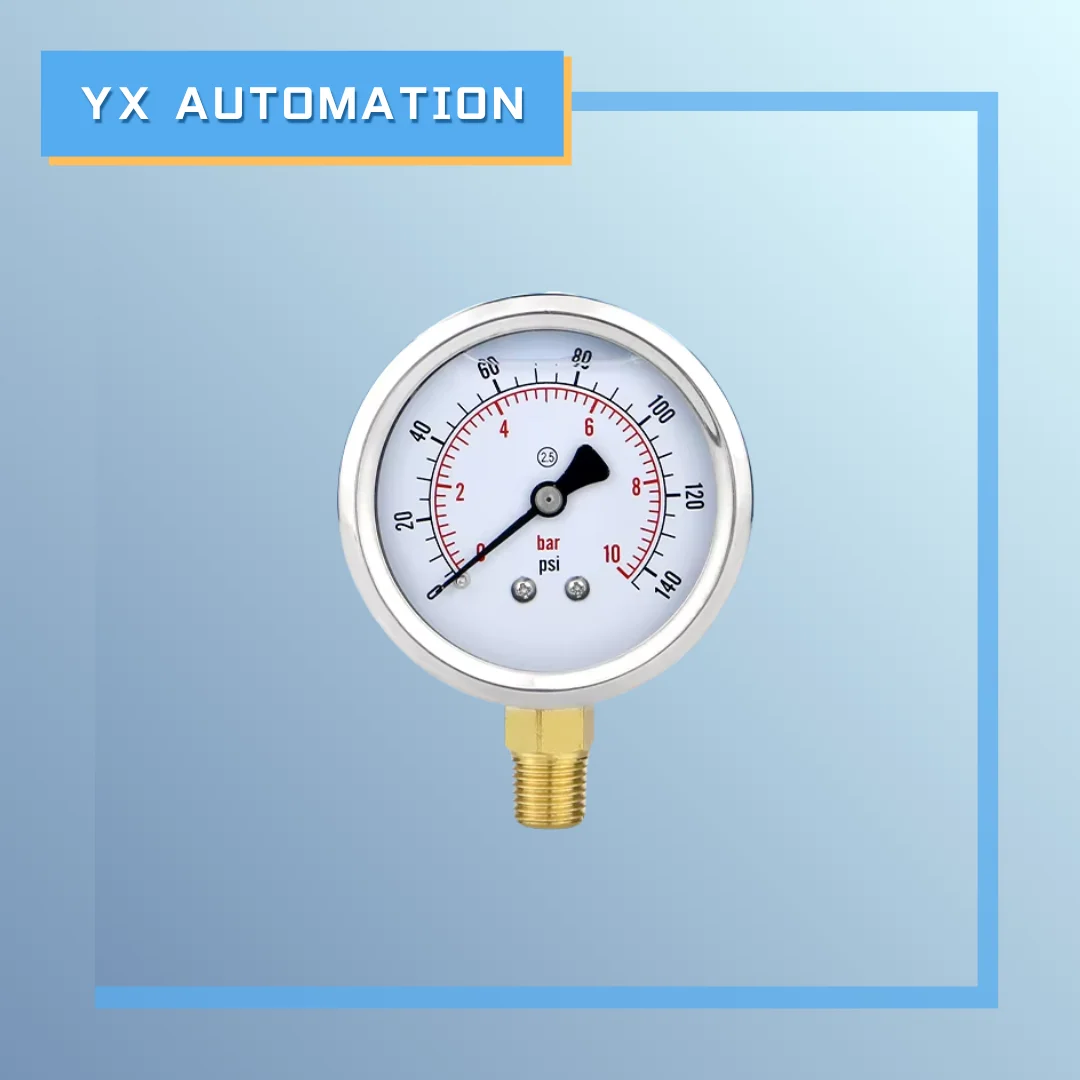 

Манометр с глицериновым наполнением, вакуумметр -1-0 бар, корпус из нержавеющей стали 60 мм, резьба 1/4" NPT/BSP для гидравлического масла