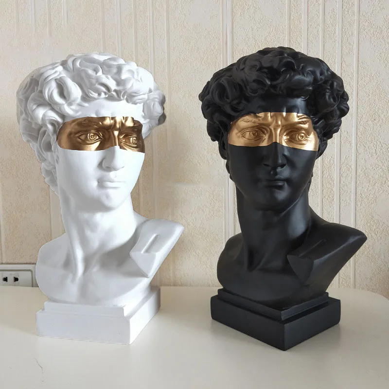 

Gold Eye Black White David Head Sculpture Desktop Ornaments Giuliano Abstract Resin Art Statue,European Home Decoration Gift