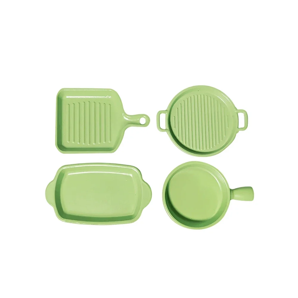 4Pcs 1/12 인형 집 미니어처 액세서리 미니 합금 음식 접시 모델 시뮬레이션 저녁 식사 접시 장난감 인형 집 장식