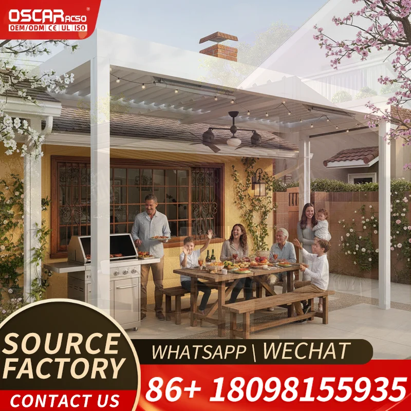 Powder Coated Aluminum Gazebo with Waterproof Louvre Roof and Drainage System for Backyard Balcony Rain Shielding Outdoor Shelte