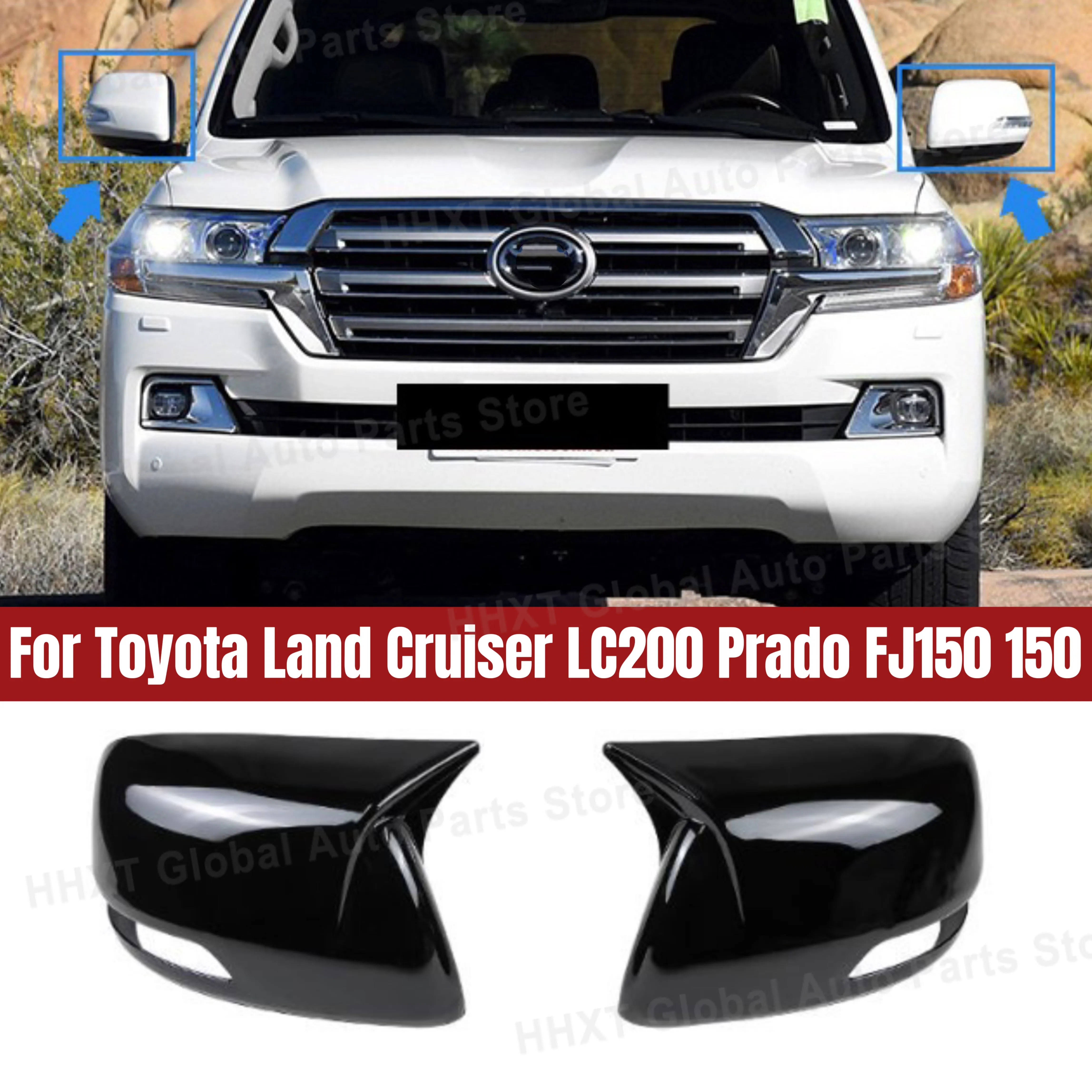 For Toyota Land Cruiser LC200 Prado FJ150 150 2010-2021 Car Sticker Rearview Side Mirror Cover Wing Cap Exterior Door Case Trim