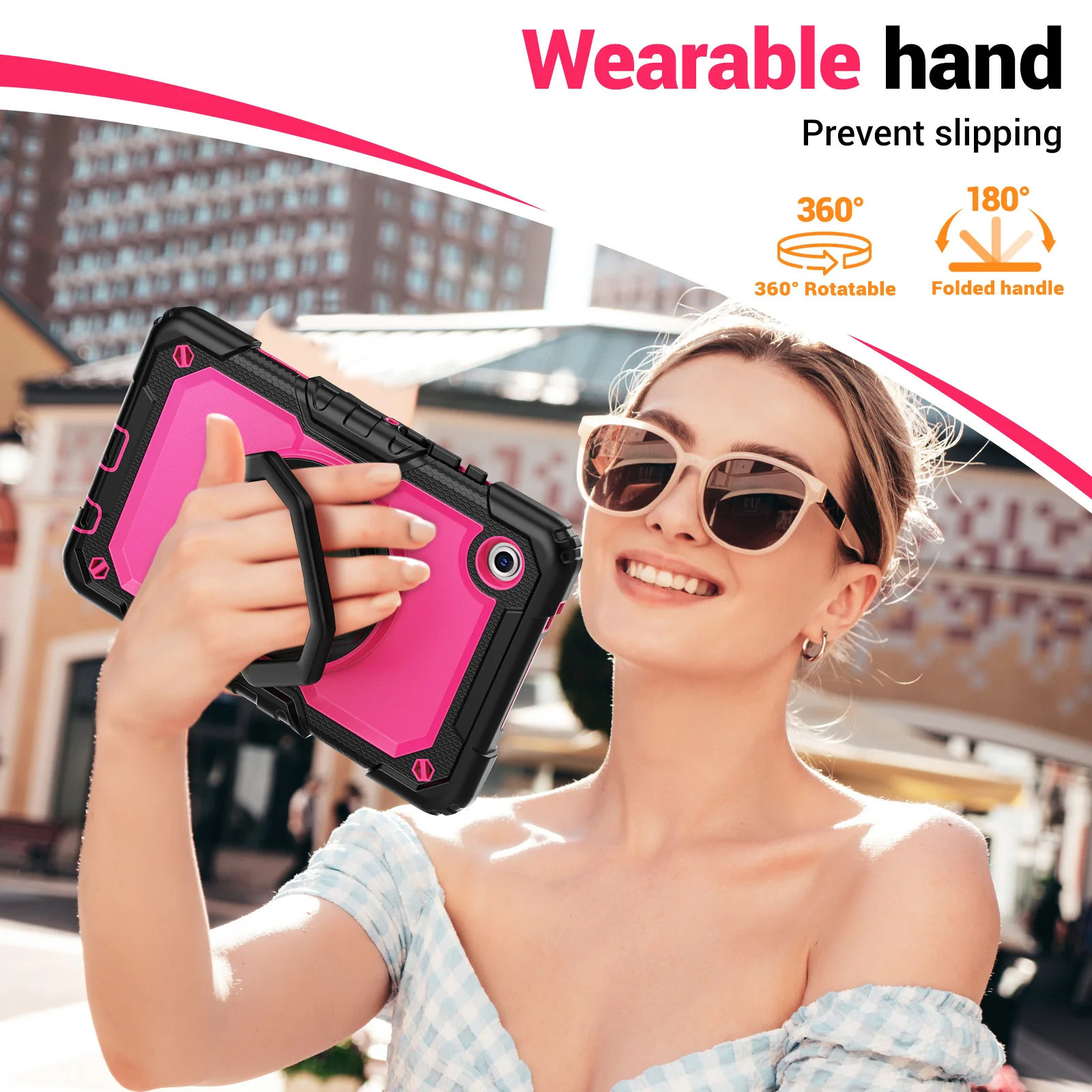 

Handle Grip Case Universal For Samsung Galaxy Tab A11 A9 8.7inch SM-X133 X135 X110 X115 X117 360 Rotating Stand Heavy Duty Cover