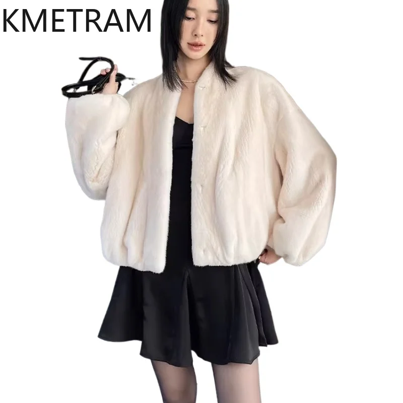 

KMETRAM 100% натуральная шуба из цельного меха норки для женщин, высококачественная короткая куртка из натурального меха норки, зимняя куртка, женская одежда 2026
