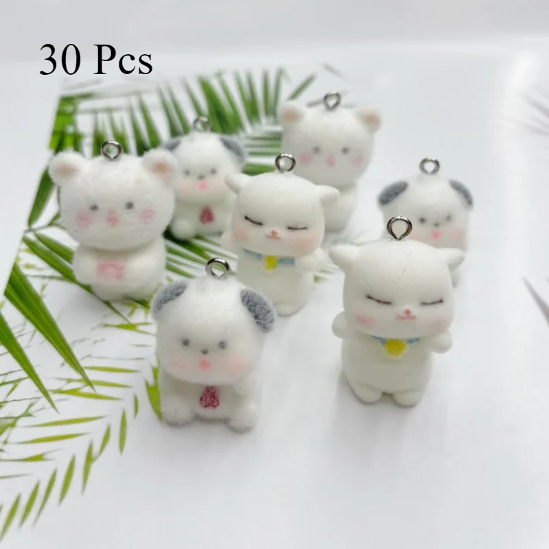 

30Pcs 3D Cute Cat Bear Dog Charms Cartoon Animal Resin Pendant Earring Keychain Keyring Accessories for DIY Crafts Jewelry Make