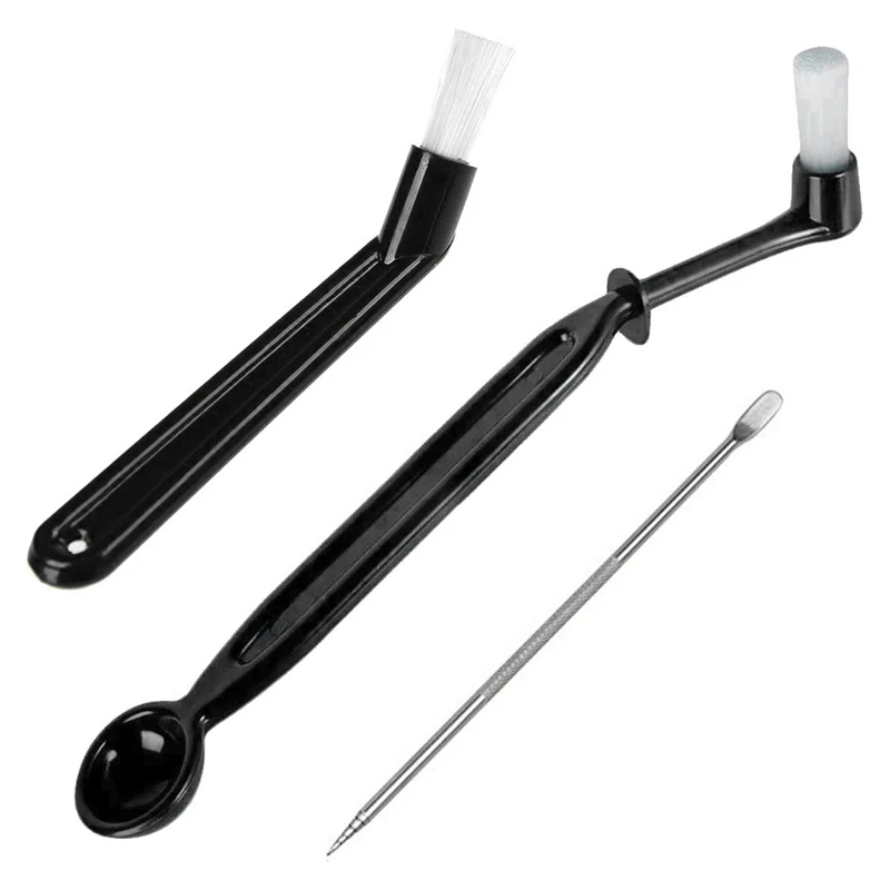 ABZV-Coffee Machine Cleaning Brush With Spoon Tool Set For Espresso Machine Group Head,Pack Of 3,Black