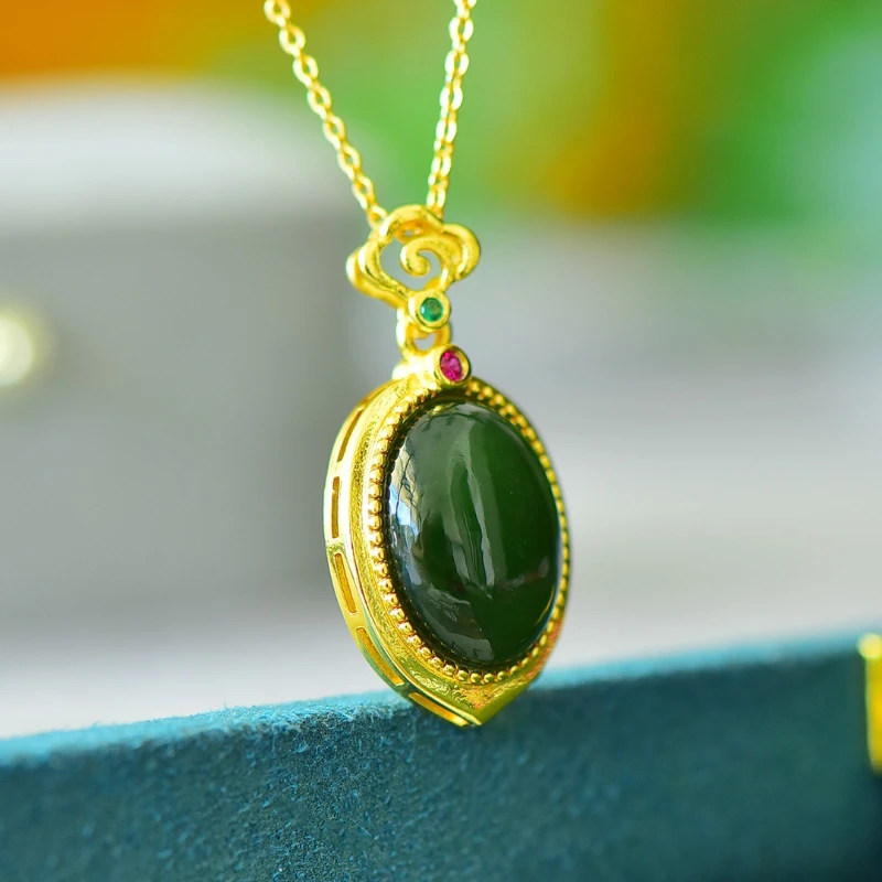 

Ancient inlaid lucky Nafu pendant jasper retro necklace pendant accessories women's collarbone chain