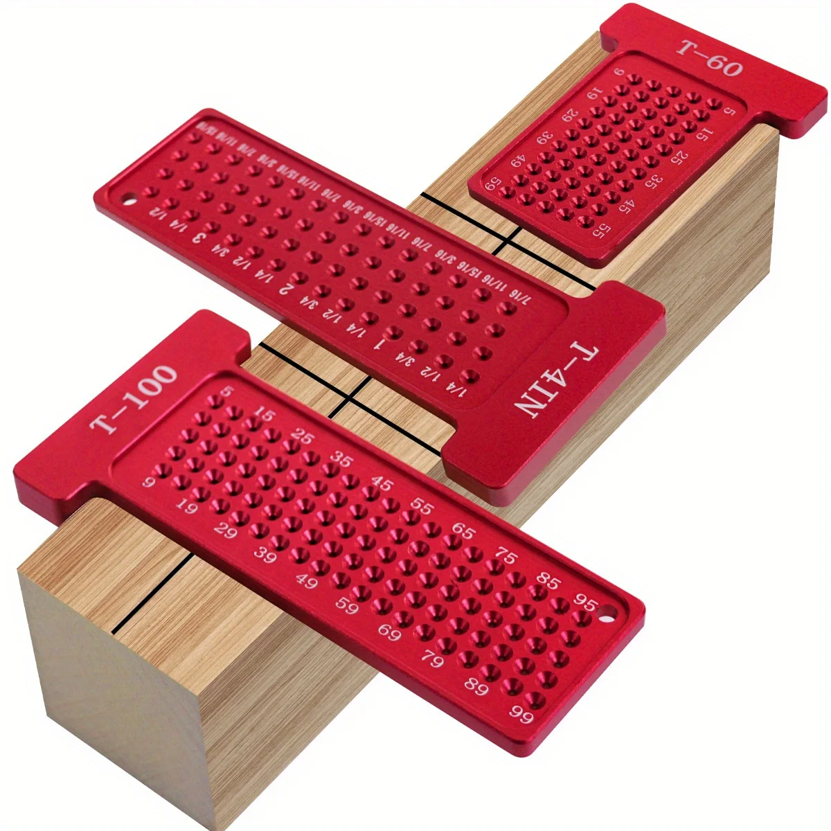 Holzbearbeitung, metrisch/Zoll, T-Quadrat-Loch, Anreißen, Taschenlineal, Strichzeichnung, Markierungslehre, Tischler, rechtwinkliges Winkelmesser-Layout