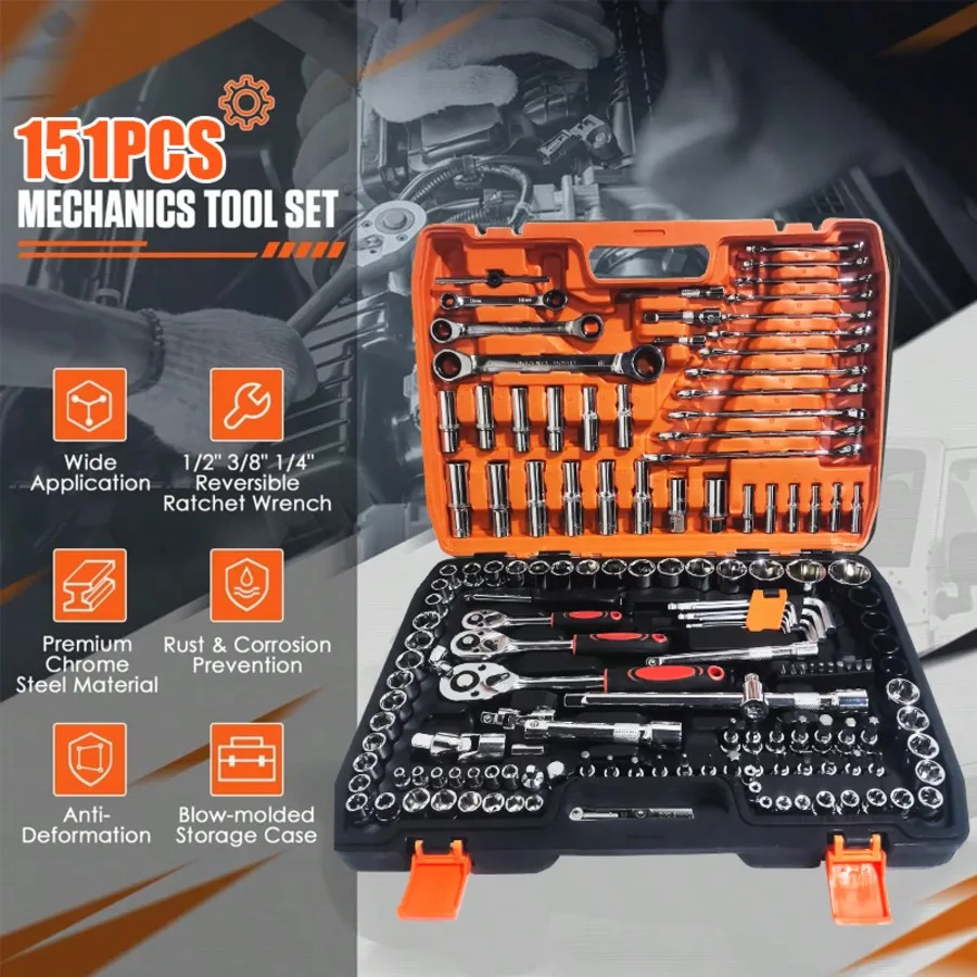 

Набор из 12 предметов: набор комбинированных ключей с трещоткой для разводки и закручивания, метрический набор ключей 8-19 мм, хромированный ванадиевый сталь, хромированный.