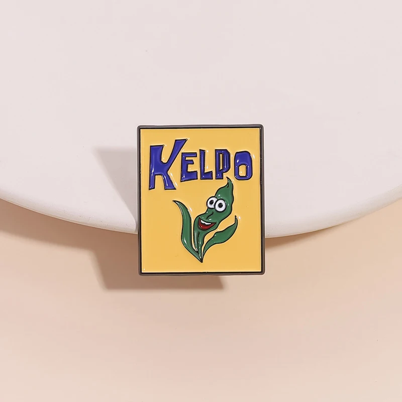 Yellow Rectangular Comedy Animation Enamel Pins Kelpo Kelp Shake Cartoon Brooches Lapel Badges Jewelry Gifts For Kids Friends