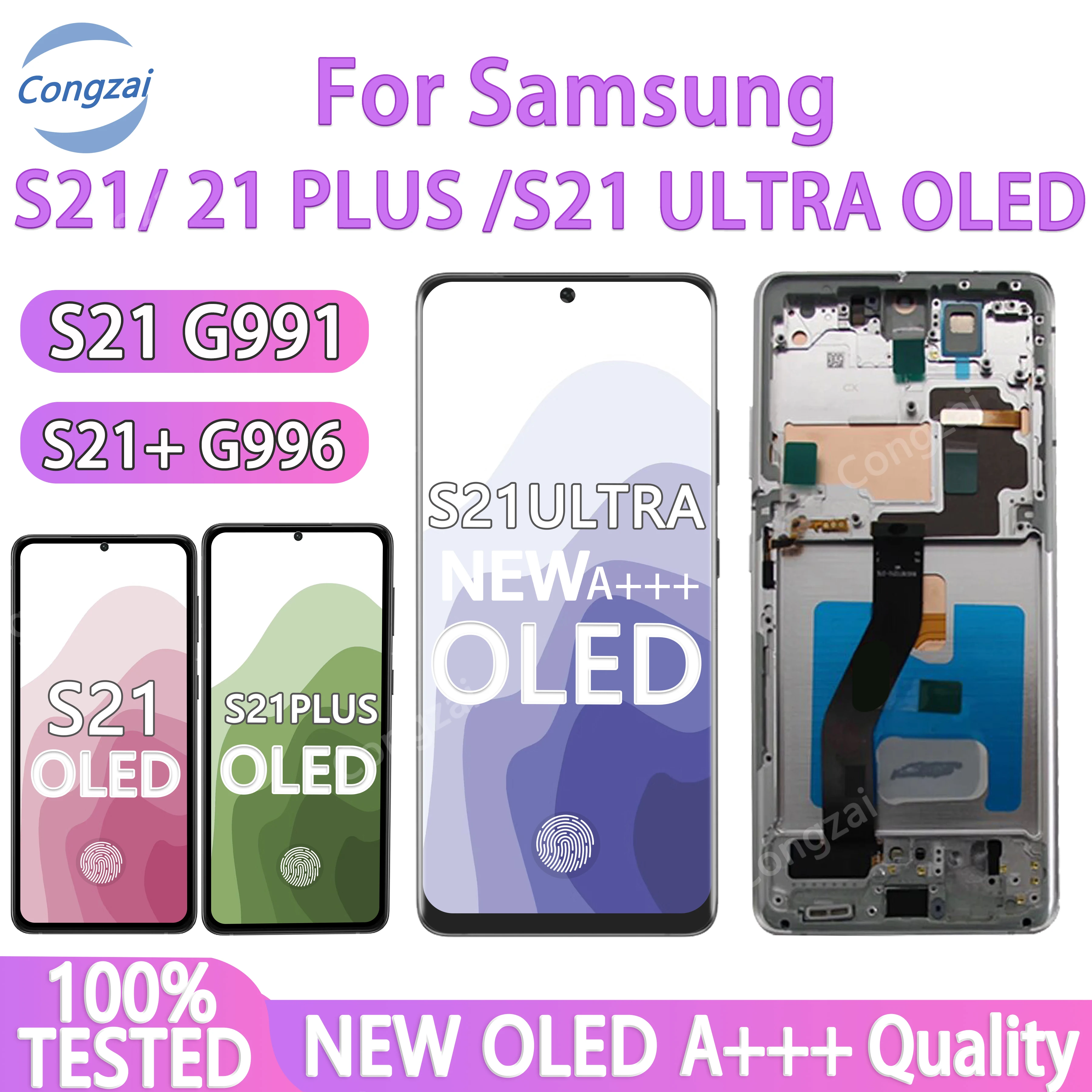 New Oled For Samsung Galaxy S21 S21+ S21Ultra LCD Touch Screen G9910 G991f G996 G9960 G998 G998u Display Digitizer Replacement