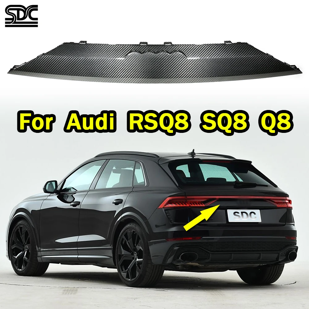 

Задняя накладка багажника из настоящего сухого углеродного волокна для Audi RSQ8 4.0t SQ8 Q8 2019+ Prepreg, замена накладки на заднюю дверь из сухого углеродного волокна