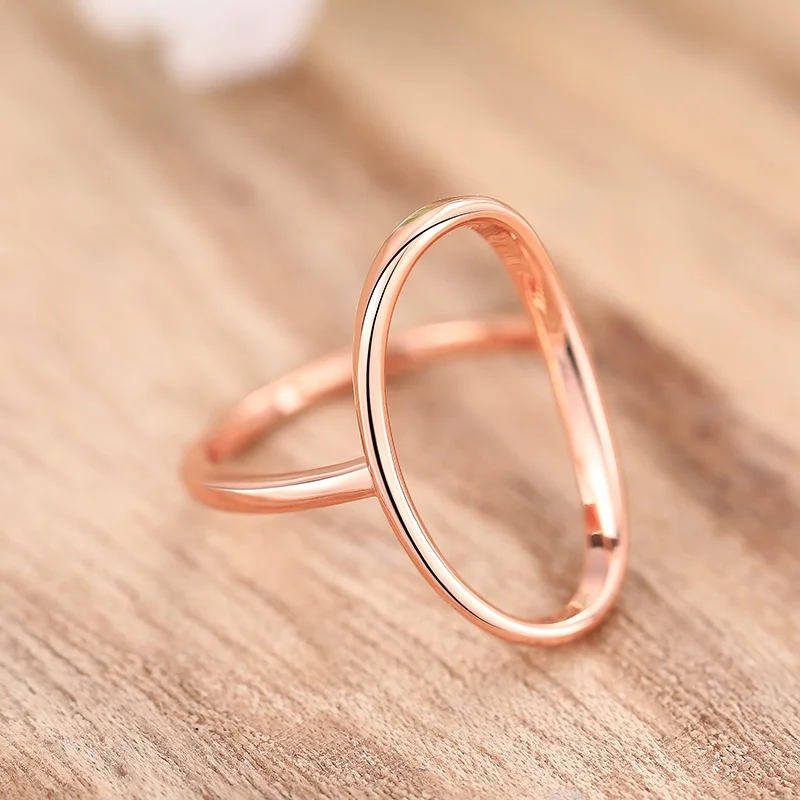 CAOSHI Minimalist Three Color Available Oval Rings for Women Metallic Thin Finger Ring Fashion Contracted Daily Wearable Jewelry