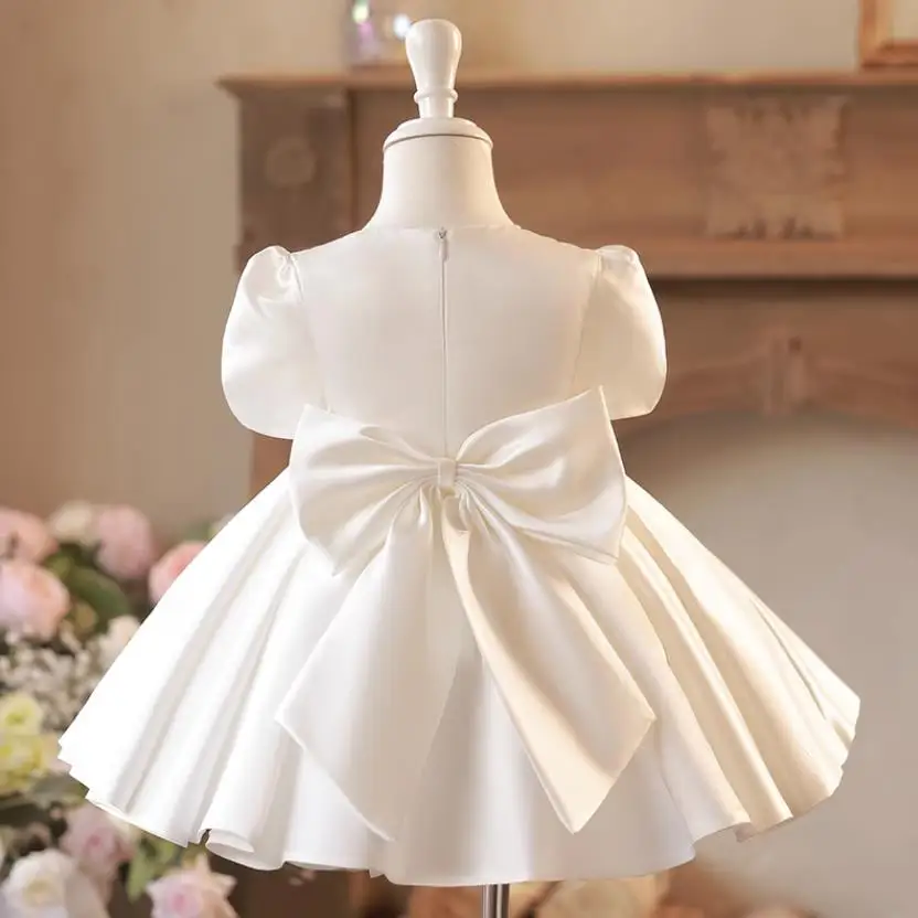 Baby Spanish Lolita Princess Ball Gown Bow  Bead Puff Sleeve Design Birthday Baptism Party Easter Eid Dresses For Girls A2685