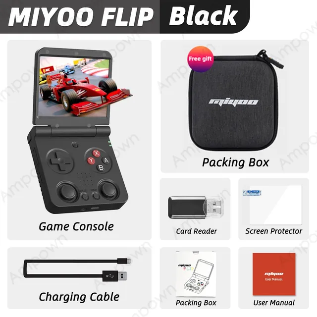 MIYOO FLIP V2 Handheld Game Players 3.5'' IPS Screen Linux System