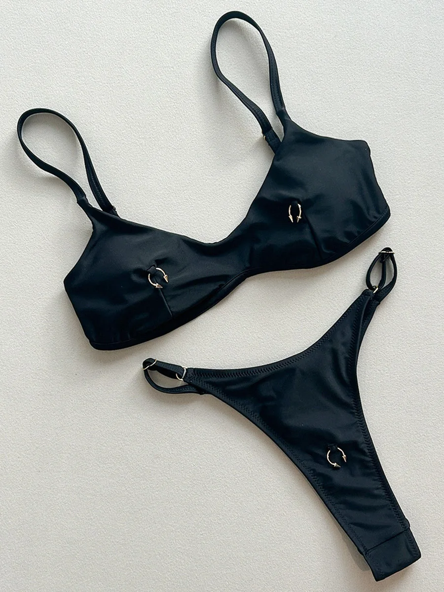 Sexy anneau en métal Mini Micro string Bikini femmes maillots de bain femme maillot de bain deux pièces Bikini ensemble baigneur maillot de bain maillots de bain