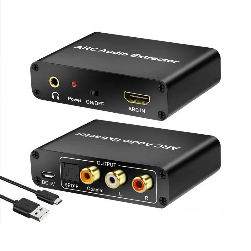 ARC Audio Extractor to L/R Coaxial SPDIF Jack Return Channel Converter For Fiber RCA Headphone