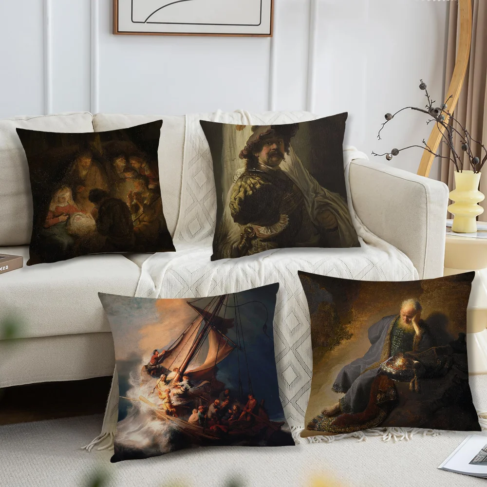 Art Classic R-Rembrandt Pillow Case Square Cushion Room Bedroom Headboard Sofa Living Backrest Car Accessories Nap Time