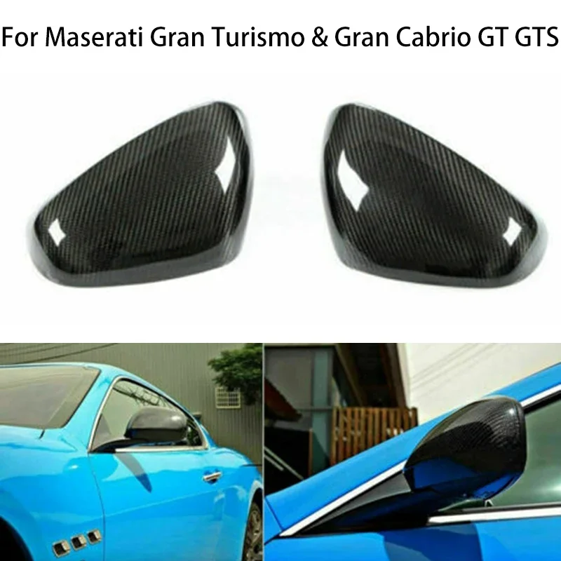 

For Maserati Quattroporte GranTurismo GT GranCabrio GC 2007-2015 Carbon Fiber Car Side Rear View Mirror Cover Caps Add On