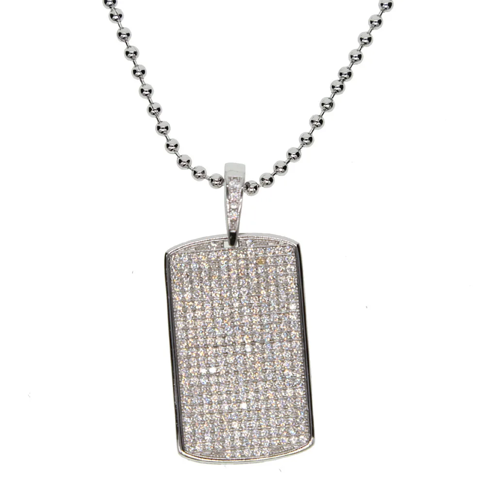 2019 iced out bling men women pendant necklace micro pave cz dog tag collar necklaces hiphop jewelry