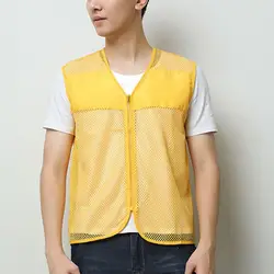 Unisex Vest Zipper Closure Sleeveless Breathable Solid Color Work Vest Zipper Placket Mesh Waistcoat Outdoor Women Men Vest Coat